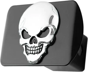 eVerHitch 100% Skull 3D Emblem Hitch Cover Fits 2" Receivers Chrome on Black - Picture 1 of 5