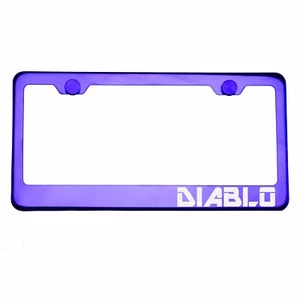 Tapa de tornillo de metal grabado con láser púrpura cromado DIABLO - Imagen 1 de 8
