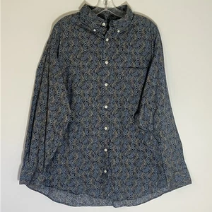 Roundtree & Yorke Hemd Herren 2XB Blau Paisley Button Down Baumwolle Langarm 2X - Bild 1 von 15