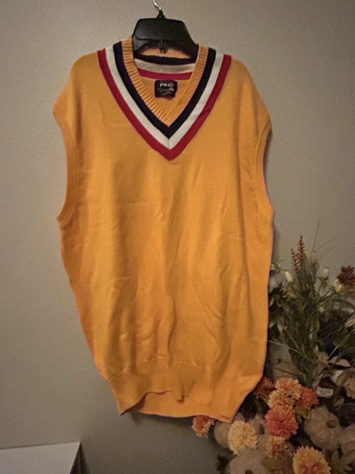 Chaleco Suéter Hombre Vintage Golf L/XL Extra Grande Talla 44 Años 80/90 Amarillo Ping Foto 1 de 4