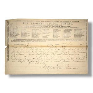1883 Redpath Lyceum Bureau Boston Brief Buchung Preise Gen Banken Collyer McCook - Bild 1 von 4