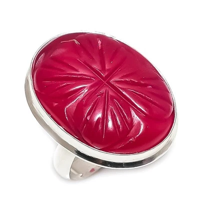 Kashmir Ruby (Simulated) Gemstone 925 Sterling Silver Jewelry Ring Size 10 J072 - Image 1 of 3