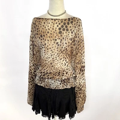 Estampado de leopardo de seda transparente vintage años 2000 Y2k BEBE M Foto 1 de 3