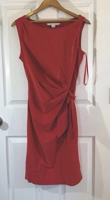 Vestido para mujer Diane von Furstenberg DVF rojo talla 6 corbata imitación envoltura elástico Foto 1 de 4
