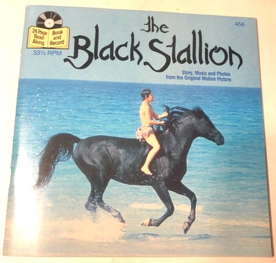 Walt Disney 7" Record 45 & Book Walt Disney 's The Black Stallion (wrong record Foto 1 de 4