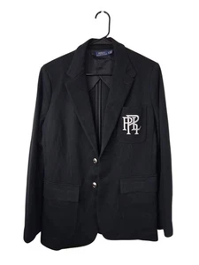 Polo donna Ralph Lauren nera con bottoni stemma argento giacca militare taglia 14 - Foto 1 di 5