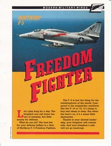 Northrop F-5 Freedom Fighter Jet Spec Sheet Fact Card - Bild 1 von 2
