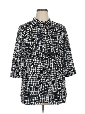 Isaac Mizrahi ¡EN VIVO! Blusa negra manga 3/4 XL para mujer Foto 1 de 4
