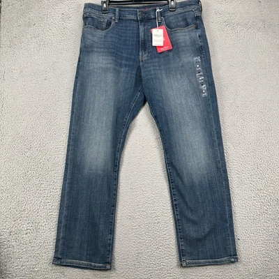 Lucky Brand 410 Mens Athletic Straight Jeans 36X30 Blue Distressed Stretch NEW - Image 1 of 4