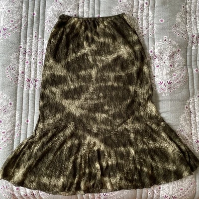 复古美人鱼裙飘动下摆蕾丝绿色 Y2K 90 年代中号仙女不对称 — 第 1/4 张图片