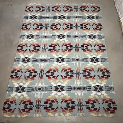 Pendleton Legend Lake Aqua Sherpa Fleece Blanket Twin XL 90”x67” Aztec Throw - Image 1 of 4