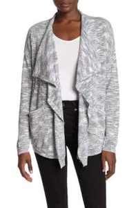 ADY P Space Dye Draped Open Front Cardigan, Size XL, Blue White, New - Picture 1 of 6