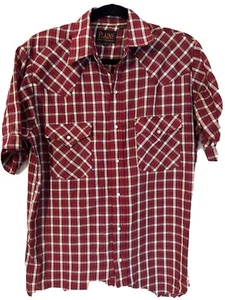 Camisa a Presión Para Hombres Plains Western Wear Roja a Cuadros Manga Corta Perla Occidental Pequeña - Imagen 1 de 7