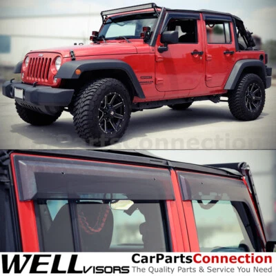 WellVisors Window Visors 07-17 For Jeep Wrangler JKU UNLIMITED Side Deflectors - Image 1 of 4
