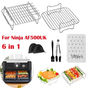 Kit de accesorios para hornear parrilla estante de acero para freidora de aire 6 en 1 para Ninja AF500UK Reino Unido - Imagen 1 de 10