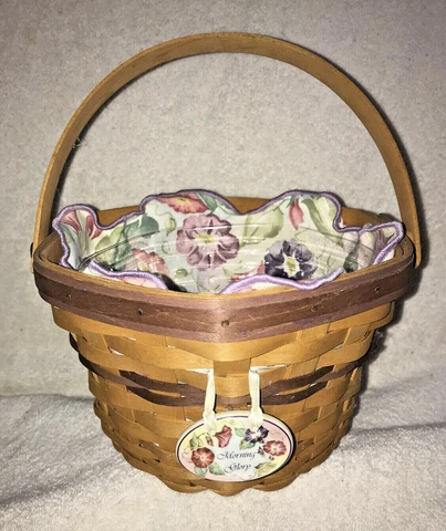 LONGABERGER Morning Glory Basket 2000 May Series Fabric Liner, Protector, Tie-On Cover