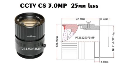 OSY CCTV 3.0Megapixel CS Mount 25mm Lens HD F1.2 1/2 Format for HD CCTV Camera