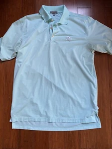 Peter Millar Polo Shirt Mens Medium Teal Striped Short Sleeve Summer Comfort * - Picture 1 of 5
