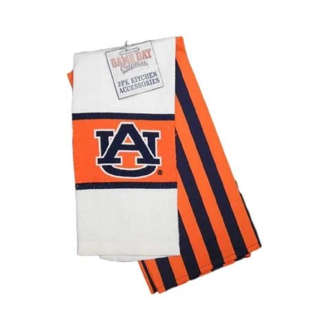 Auburn Tigers 2 Piece Kitchen Towel Set [NEW] NCAA Cooking Holder Stove Dish Cover