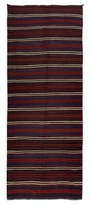 4.2x10.5 Ft Hand-Woven Turkish Striped Kilim, Flat-Weave Rug, 100% Wool - Picture 1 of 5