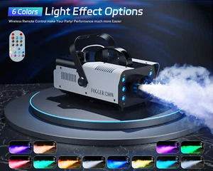DMX 1200W Fog Machine Smoke Machine RGB 6 LED Wedding Parties DJ Stage Effect - Picture 1 of 21