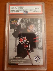Connor Bedard 2023 UD Game Dated Moments SILVER PSA 10 Gem Mint  SP #1