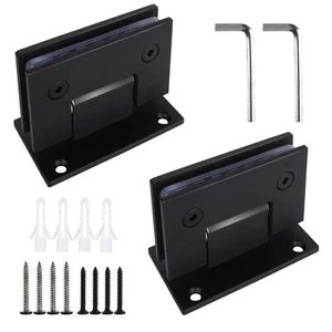 2 Pack 90 Degree Shower Door Hinges Black Frameless Glass Door Wall Hinges New - Picture 1 of 7