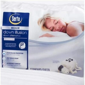 Serta Down Illusion Medium Standard Queen bed pillow Down Alternative - Picture 1 of 1