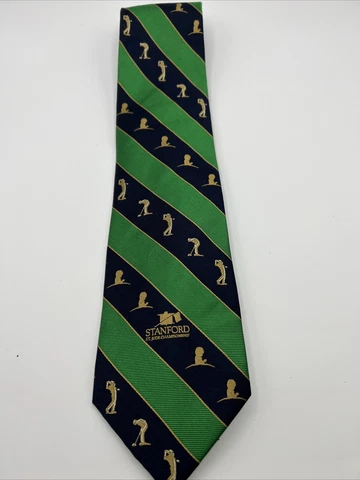 PGA Mens EXTRA LONG  Silk Tie PGA Tour 2008 St Jude Necktie Green Navy C1024 Cover