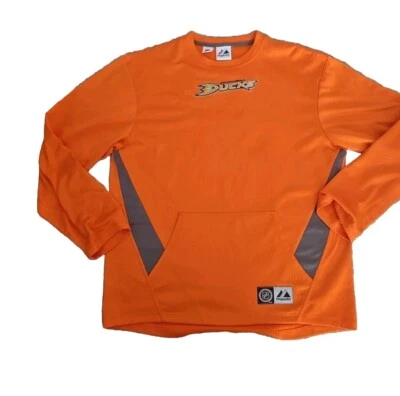 Suéter Ligero NHL Majestic Anaheim Ducks Para Hombres Naranja Manga Larga L Foto 1 de 4