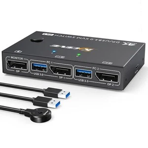 USB3.0 KVM Switch Displayport 2 Ports 4K@144Hz, KVM Switch 2 PC 1 Monitor - Bild 1 von 3
