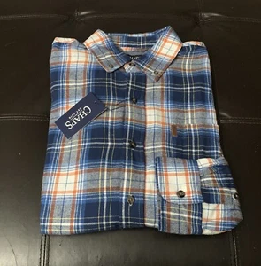 NWT Chaps Ralph Lauren LS Flannel Button Up Shirt Mens Size Small Blue OrangeGB1 - Picture 1 of 9