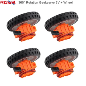 4 Stck. Geekservo 360 Grad Servo 3V CW CCW 3polig JR Stecker + Rad für Legoo Microbit - Bild 1 von 3