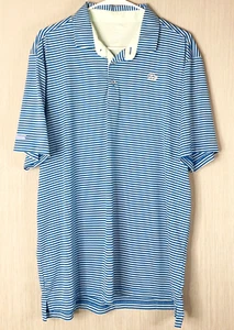 Good Good Shirt Mens X Large Golf Polo Performance Short Sleeve Blue Striped - Picture 1 of 5