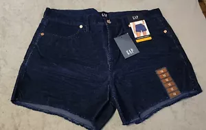 Pantalones Cortos Para Mujer Talla 12 GAP Azul Oscuro Pana Deshilachado Dobladillo Bolsillos NUEVO Verano - Imagen 1 de 3