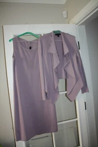 ST. JOHN wool jersey dress suit with silk trims, size UK 14 USA 10 - Picture 1 of 7