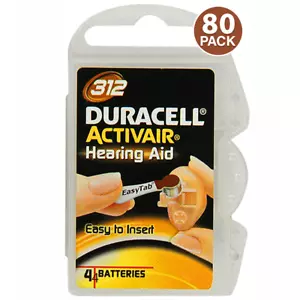 Batería para audífonos Duracell tamaño 312 PR41, paquetes de 20 x 4 (80 baterías) - Imagen 1 de 8