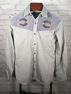 Buffalo Country Shirt Mens Medium Pearl Snap Embroidered Horseshoe Western Gray - Picture 1 of 9