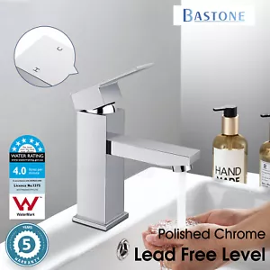 WELS Bathroom Square Basin Mixer Tap Vanity Sink Brass Chrome Flick Faucet - Picture 1 of 11