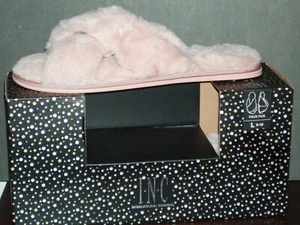 INC Light Pink FAUX FUR Cross Band SLIPPERS Women's SIZE LARGE 9-10 NIB - Imagen 1 de 4