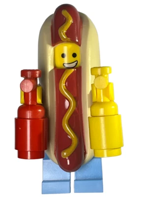 LEGO HOT DOG MAN MINIFIGURE Guy in Hot Dog Costume Food Halloween GENUINE NEW - Image 1 of 2