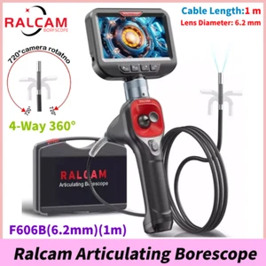 Ralcam F606B 360° Borescope 6.2mm 4-Way IPS Endoscope Camera 6 LED Lights 1M - Picture 1 of 17