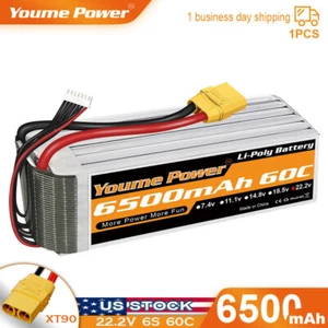 22.2V 6S 6500mAh LiPo Battery 60C XT90 for RC Helicopter Airplane Truck Boat - Picture 1 of 6