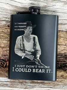 Tombstone Doc Holiday I Just Couldn't Bear It Black Stainless Hip Flask 8 oz. - Picture 1 of 4