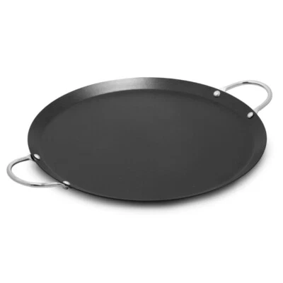 Imusa Round 9" Carbon Steel Comal with Metal Handles, Black