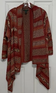 Lauren Ralph Lauren Cardigan Shawl Women's L/XL Multicolor Striped Southwestern - Picture 1 of 7