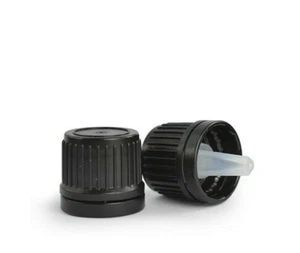 Black Tamper-Evident 18mm Screw On Dropper Cap 18/410 Neck Size ANY AMOUNT - Picture 1 of 2