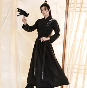 Large Size 3XL Hanfu Men Ancient Chinese Hanfu Black Sets Men Carnival Halloween - Picture 1 of 23