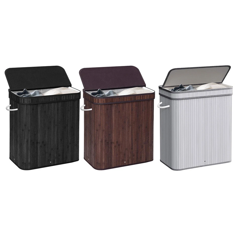 72L Laundry Hamper with Lid Folding Bamboo Laundry Basket with Removable Liner - Image 1 of 4