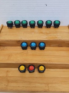 13 SPST 3 Pin ON/OFF Round Rocker Switch w/ Blue Neon Lamp 16A/12V - Picture 1 of 2